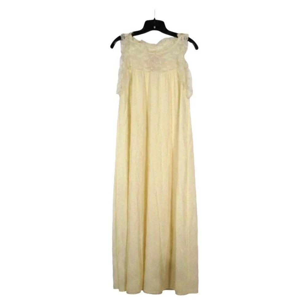 Vtg NAJLA New York Button/Snap Non-Cling Lace NIGHTGOWN/GOWN Set Peignoir S